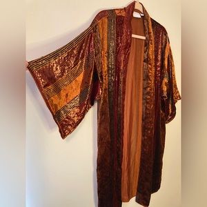 Anthropologie Duster Small burnt orange wet look